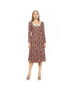 Женское кружевное платье миди с портретным вырезом Zenaida, цвет Ditzy Floral Alexia admor