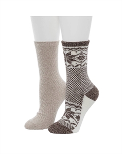 Женские носки, две пары плюшевых носков Scandi Snowflake Block Crew, цвет Java Simply Taupe Cuddl duds