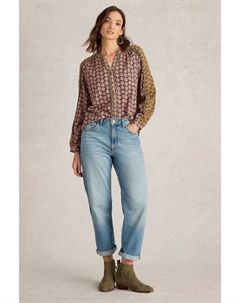 Топ с комбинированным принтом Mabel, черный White stuff