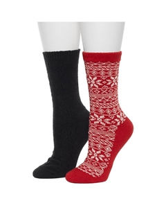 Женские носки, комплект из 2 плюшевых наполнителей с геометрическим рисунком снежинки и носков Cable Seed Crew, цвет Chili Pepper Cuddl duds