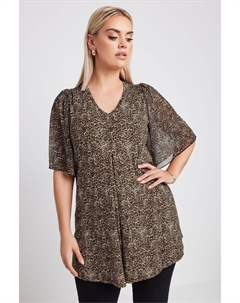 Сетчатый топ с леопардовым принтом, коричневый Yours curve