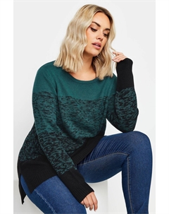 Джемпер в стиле колор блок, синий Yours curve