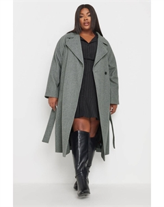 Длинное шерстяное пальто без подкладки, серый Yours curve