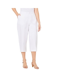 Женские льняные капри больших размеров с плоской передней частью, белый Catherine's
