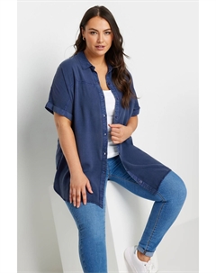 Рубашка из 100% хлопка шамбре, синий Yours curve