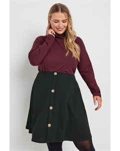 Юбка трапеция с пуговицами спереди, черный Yours curve