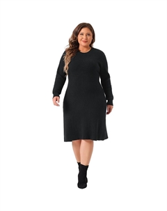 Женское вязаное пуловерное платье-свитер больших размеров, осеннее платье с круглым вырезом и длинными рукавами, серый Agnes orinda