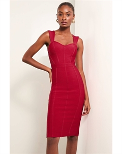 Корсетное платье бандаж миди с сетчатыми деталями, красный Lipsy