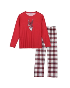 Мужские топы с принтом и брюки в клетку, одежда для сна, семейный пижамный комплект, цвет Mens Red Cheibear