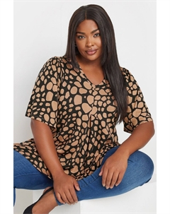 Блузка с точечным принтом, коричневый Yours curve