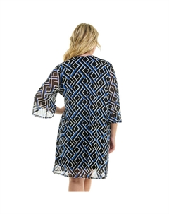 Комплект из кардигана и платья больших размеров из 2 предметов с рукавами 3/4, цвет Blue Green Lime Luxology