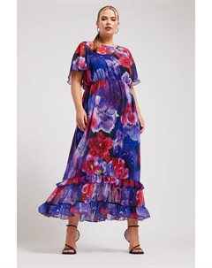 Платье халат макси с цветочным принтом в стиле Лондон, синий Yours curve