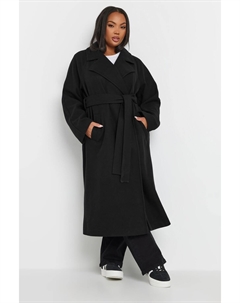 Длинное шерстяное пальто без подкладки, черный Yours curve