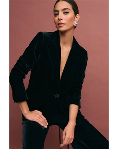 Однобортный пиджак из бархата, сшитый на заказ, черный Next