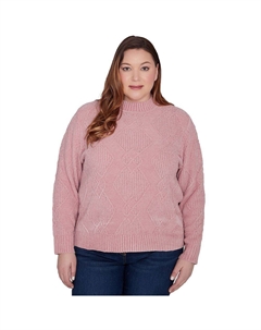 Плюс размер Синильный свитер с высоким воротником и бриллиантами, цвет Rose Alfred dunner