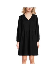 Женское вельветовое мини-платье с v-образным вырезом Lands End Pinwale, черный Lands' end
