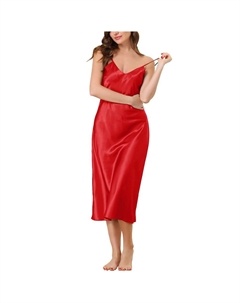 Женская пижама, ночная рубашка, пижама с v-образным вырезом, на тонких бретельках, ночная рубашка для отдыха, цвет Dark Red Cheibear