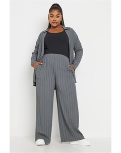 Фактурные брюки с полосками, застегивающиеся на завязку, серый Yours curve