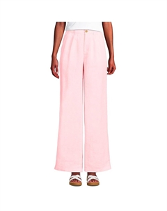 Женские льняные брюки со складками и высокой посадкой Lands End, цвет Simply Pink Linen Lands' end