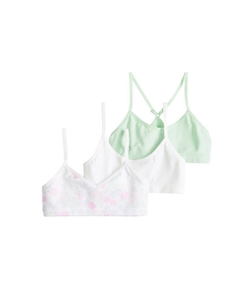 Комплект из 3 укороченных бюстгальтеров для девочек 7–16 лет для начинающих, цвет Floral Mist Green Maidenform