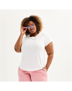 Плюс размер Футболка с короткими рукавами и круглым вырезом, цвет Vital White Sonoma goods for life