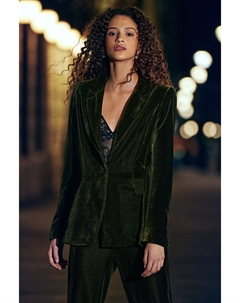 Однобортный пиджак из бархата, сшитый на заказ, зеленый Next