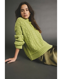 Джемпер из 100% овечьей шерсти премиум класса, связанный косами, зеленый Next