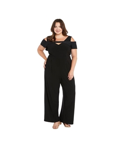 Плюс размер Комбинезон Peek-A-Boo со стразами, черный R&m richards