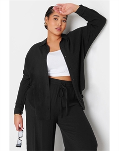 Рубашка с длинным рукавом из жатого 100% хлопка, черный Yours curve