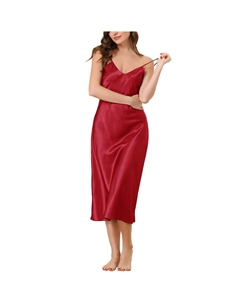 Женская пижама, ночная рубашка, пижама с v-образным вырезом, на тонких бретельках, ночная рубашка для отдыха, красный Cheibear