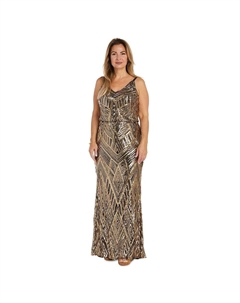 Женское вечернее платье, расшитое бисером, цвет Black Gold R&m richards