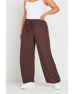 Фактурные широкие брюки с завязкой на талии, коричневый Yours curve