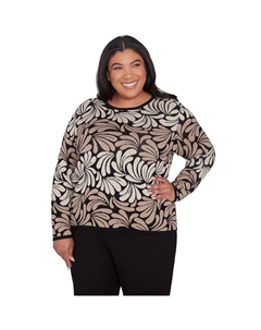 Плюс размер Топ с геометрическим эффектом омбре и прокруткой, цвет Tan Alfred dunner