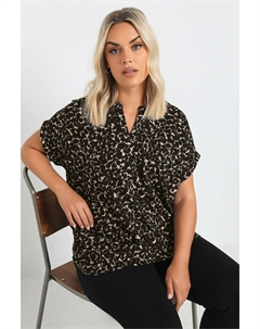 Текстурированный топ с вырезом на шее, коричневый Yours curve