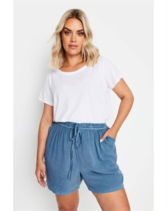 Шорты из шамбре с кислотной стиркой, синий Yours curve