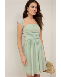 Сетчатое многослойное свадебное мини платье для подружек невесты, зеленый Next