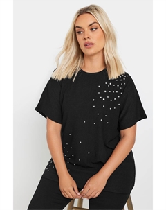 Футболка с текстурированными стразами, черный Yours curve