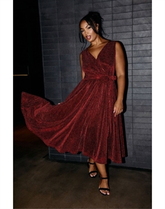 Платье футляр с металлическим запахом London, красный Yours curve