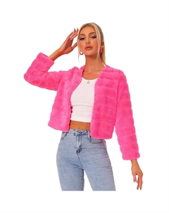 Женская однотонная однотонная лохматая шуба из мягкого искусственного меха без воротника с длинными рукавами, цвет Hot Pink Allegra k