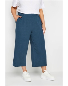 Укороченные брюки с эффектом льна, синий Yours curve