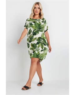 Платье туника с тропическим принтом, зеленый Yours curve