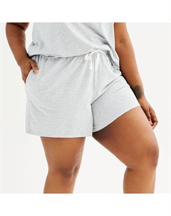 Плюс размер Хлопковые шорты для сна из модала, цвет Gray Stripe Sonoma goods for life