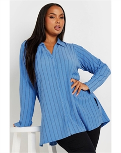 Рубашка с фактурной полоской, синий Yours curve