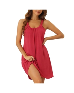 Женская ночная рубашка без рукавов, эластичная рубашка для сна с широкими ремнями, короткая ночная рубашка с большим подолом, цвет Claret Cheibear
