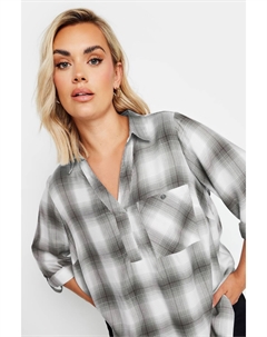 Рубашка в клетку сверху, черный Yours curve