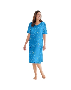 Женская ночная рубашка с принтом больших размеров, цвет Pool Blue Cosmic Dreams & co.