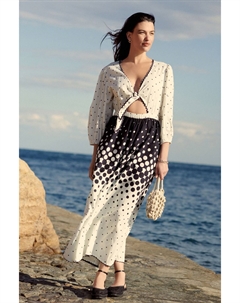 Летнее платье с длинными рукавами и завязками, белый Next