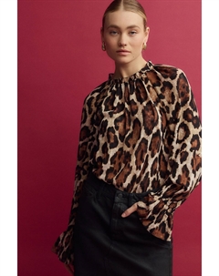 Объемная блузка с длинным рукавом, коричневый Next