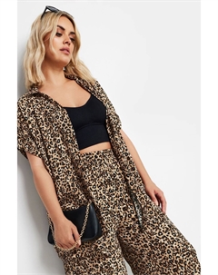 Рубашка с короткими рукавами и принтом «Листва», черный Yours curve