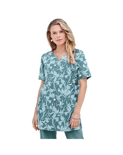 Женская мягкая трикотажная туника больших размеров с вырезом и вырезом с принтом, цвет Sage Graphic Vine Roaman's
